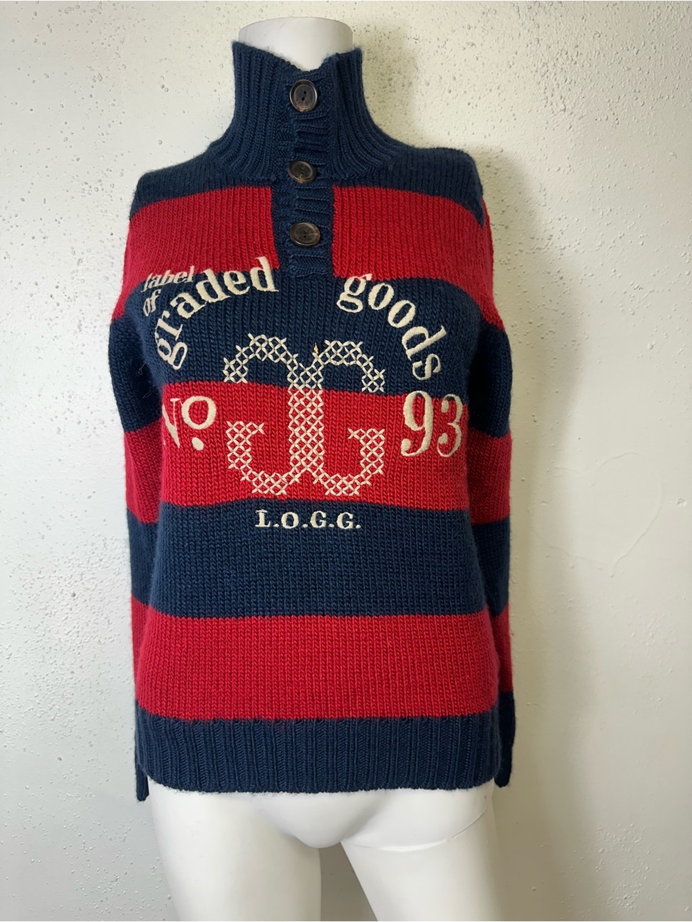 LABEL OF GRADED GOODS BLUE& RED SWEATER Small By H&M